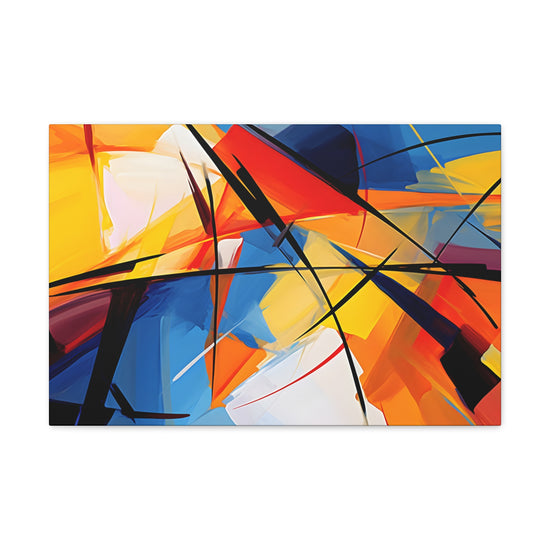 Emotions in Motion - Energetic Digital Abstract Art Canvas Blue Yellow Orange Hues Wall Decor