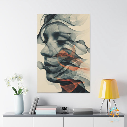 Amber Serenity Ribbons - Original Neumorphism Style Portrait Wall Art - NeoDIGITALis ARTimata