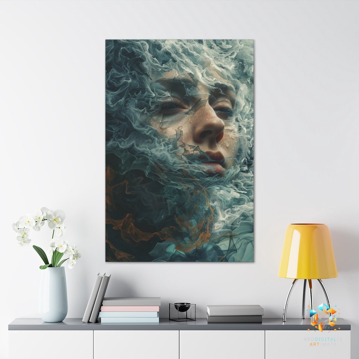 Aqua Dream Drift - Original Surrealism Style Portrait Wall Art - NeoDIGITALis ARTimata