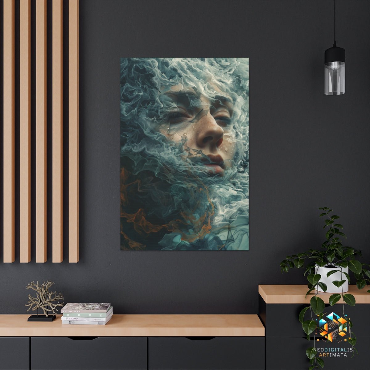 Aqua Dream Drift - Original Surrealism Style Portrait Wall Art - NeoDIGITALis ARTimata