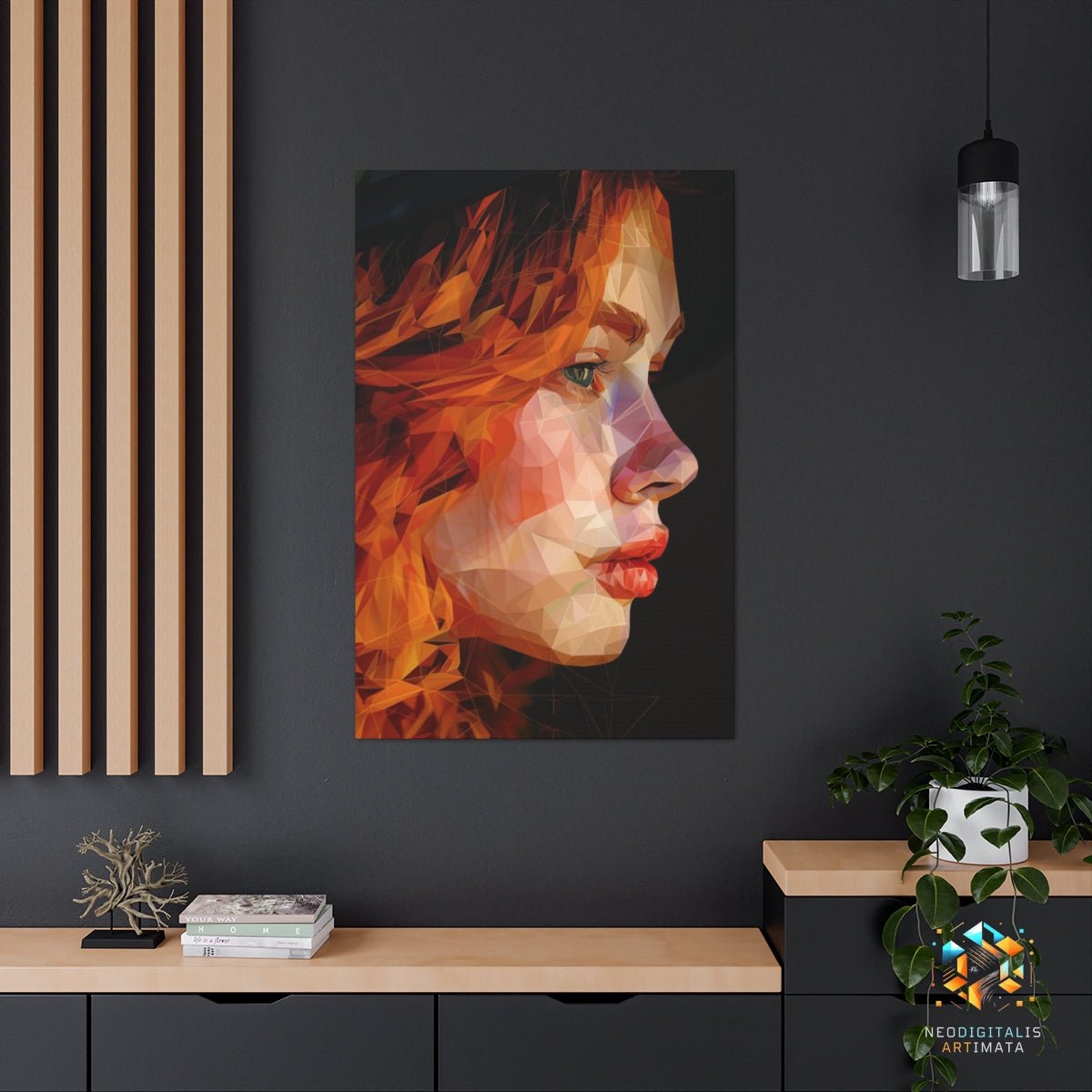 Autumn Geometric Radiance - Original Low Poly Style Portrait Wall Art - NeoDIGITALis ARTimata