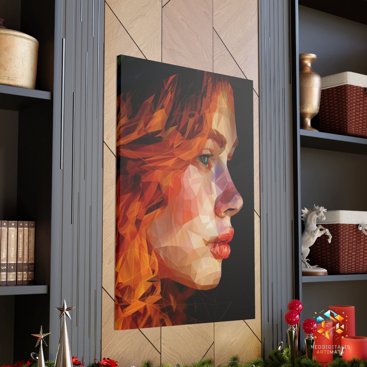 Autumn Geometric Radiance - Original Low Poly Style Portrait Wall Art - NeoDIGITALis ARTimata