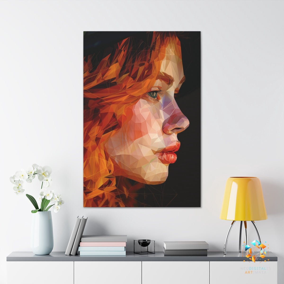 Autumn Geometric Radiance - Original Low Poly Style Portrait Wall Art - NeoDIGITALis ARTimata