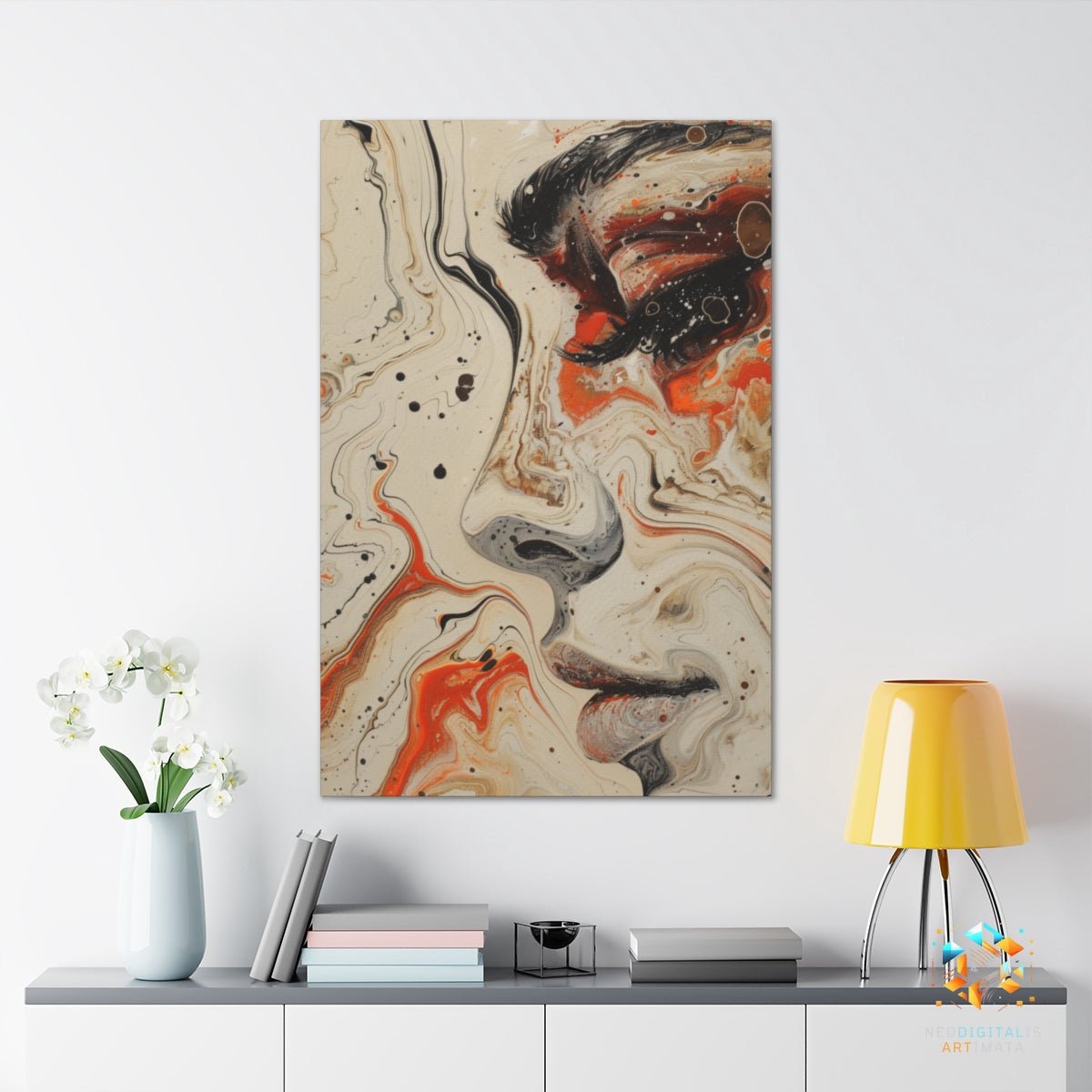 Autumn Swirl Odyssey - Original Ebru Style Portrait Wall Art - NeoDIGITALis ARTimata