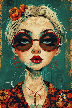 Bohemian Rose Vision - Original Pop Surrealism Style Portrait Wall Art