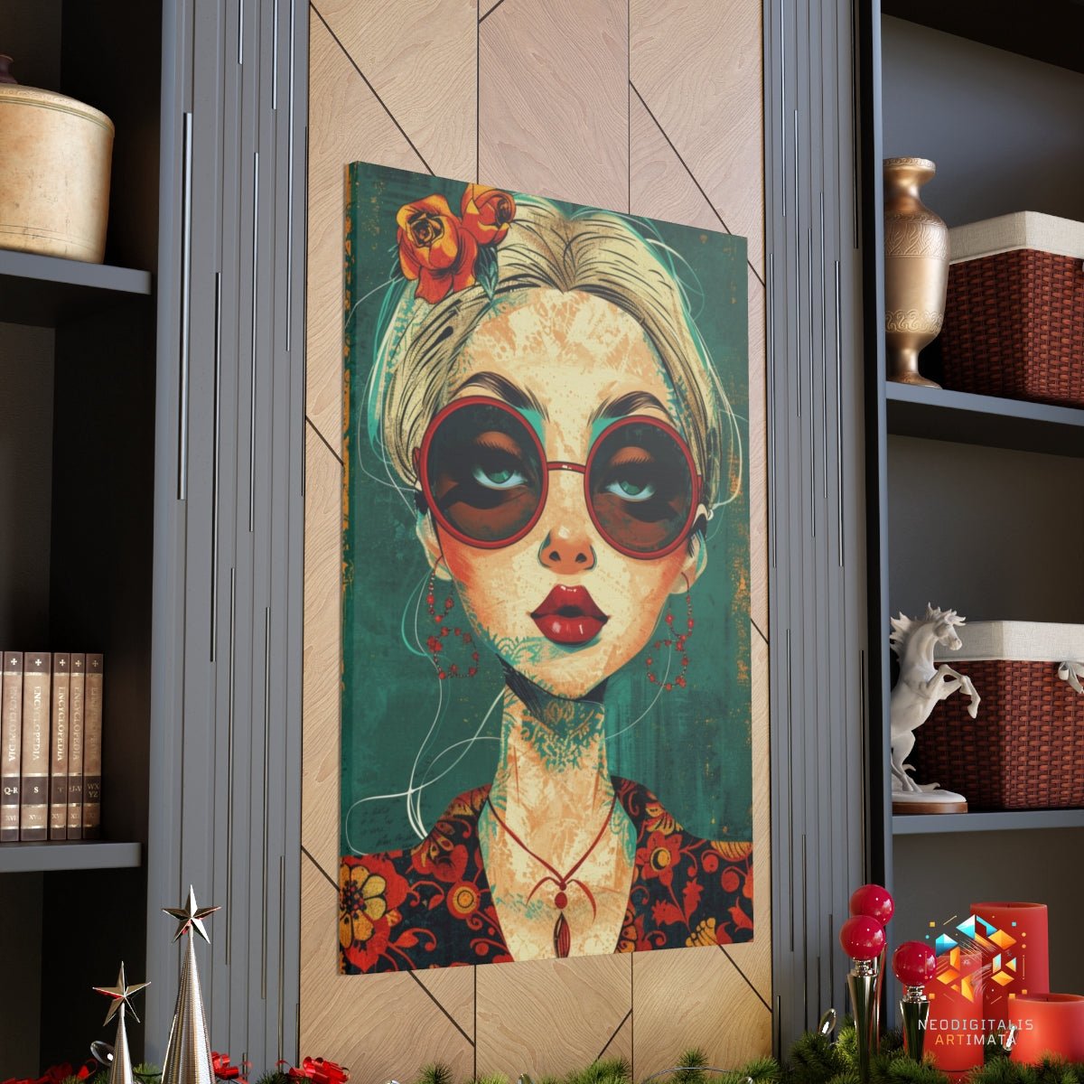 Bohemian Rose Vision - Original Pop Surrealism Style Portrait Wall Art - NeoDIGITALis ARTimata