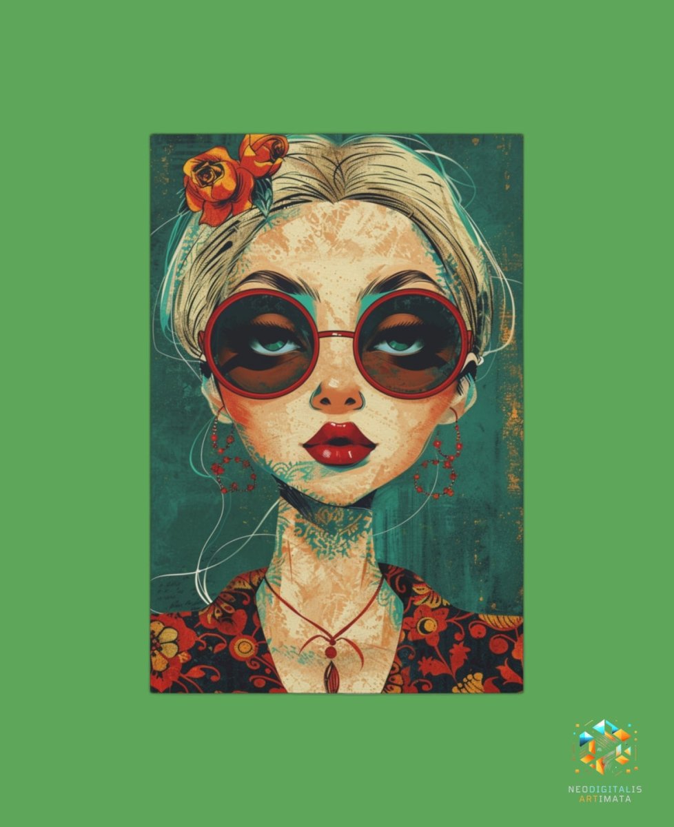 Bohemian Rose Vision - Original Pop Surrealism Style Portrait Wall Art - NeoDIGITALis ARTimata