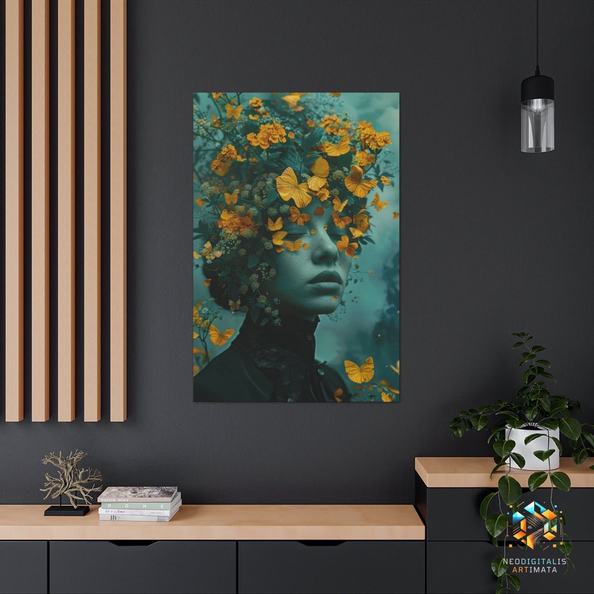 Butterfly Bloom Enchantment - Original Surrealism Style Portrait Wall Art - NeoDIGITALis ARTimata