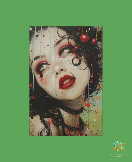 Cherry Dream Drift - Original Pop Surrealism Style Portrait Wall Art - NeoDIGITALis ARTimata