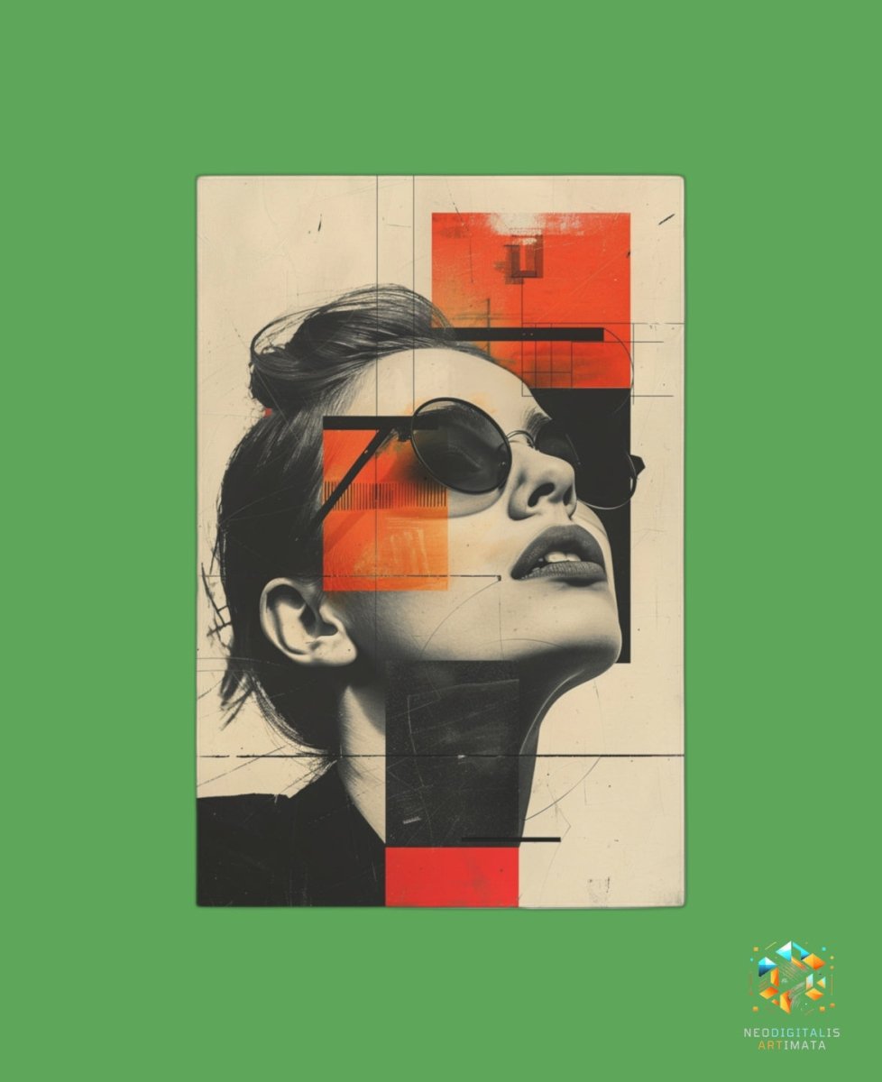 **Chic Geometric Mystique** - Original Bauhaus Style Portrait Wall Art - NeoDIGITALis ARTimata