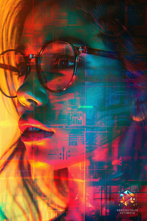 Circuit Dream Gaze - Original Datamoshing Style Portrait Wall Art