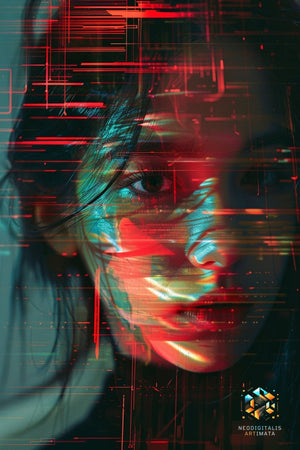 Circuitry Silhouette - Original Glitch Style Portrait Wall Art