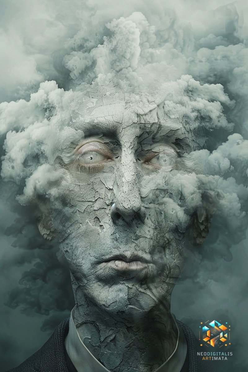 Clouded Reverie - Original Surrealism Style Portrait Wall Art - NeoDIGITALis ARTimata