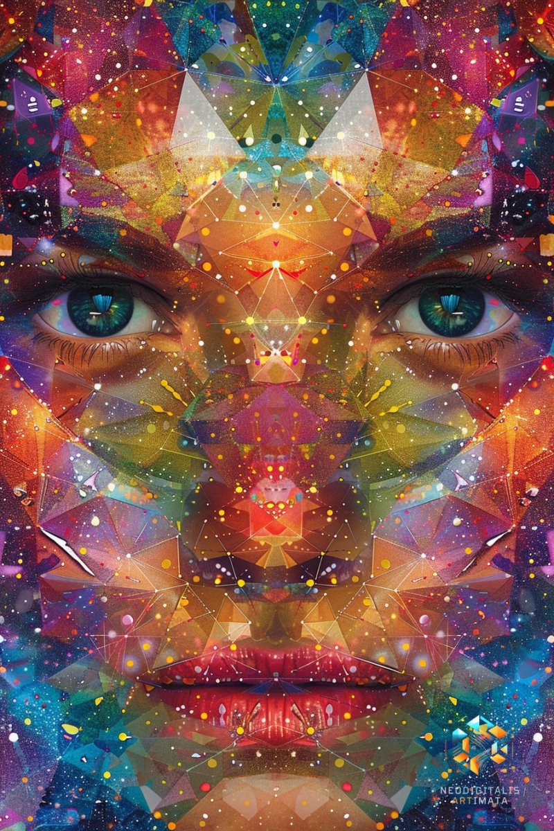 Cosmic Gaze Artwork - Original Kaleidoscopic Style Portrait Wall Art - NeoDIGITALis ARTimata