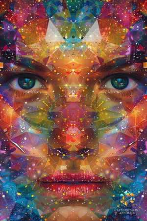 Cosmic Gaze Artwork - Original Kaleidoscopic Style Portrait Wall Art