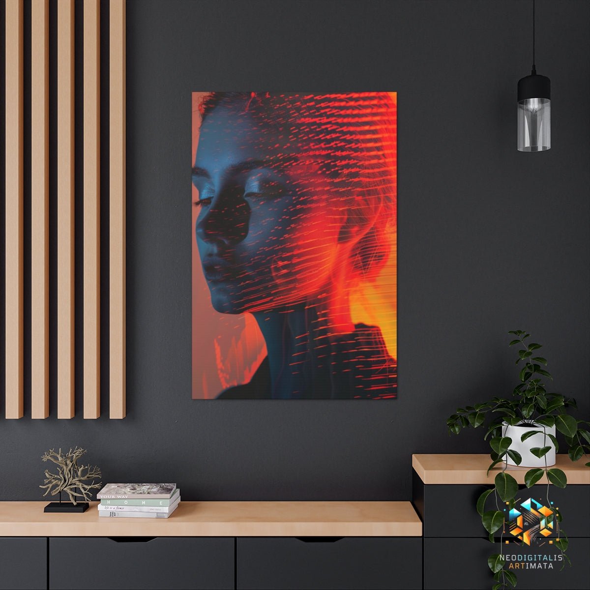 Crimson Chill Fusion - Original Datamoshing Style Portrait Wall Art - NeoDIGITALis ARTimata