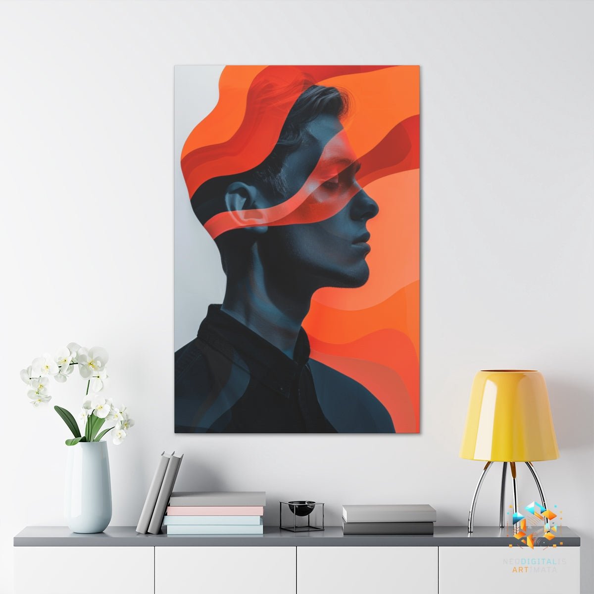 Crimson Contour Echo - Original Neumorphism Style Portrait Wall Art - NeoDIGITALis ARTimata