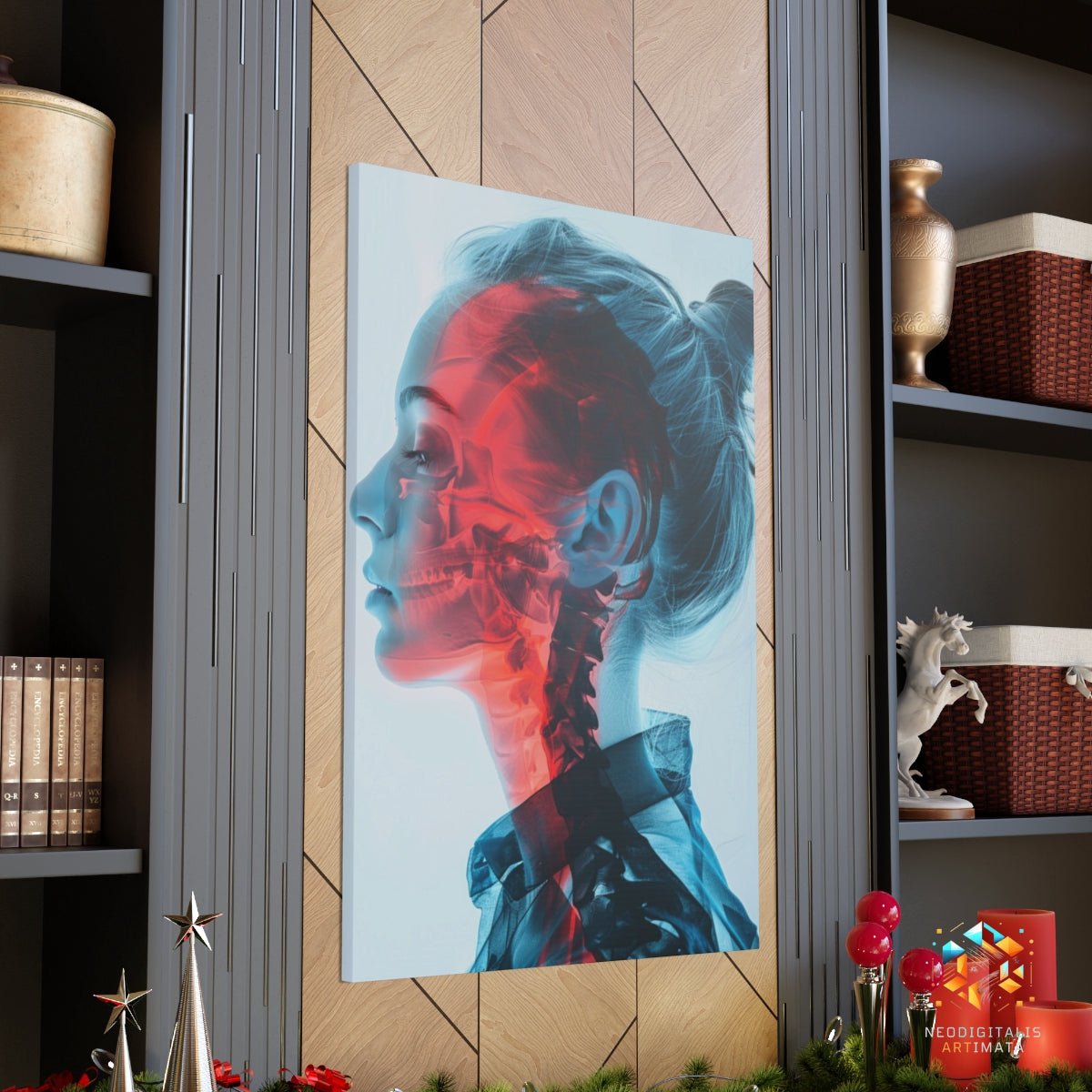 Crimson Contour Radiance - Original X-ray Effect Style Portrait Wall Art - NeoDIGITALis ARTimata