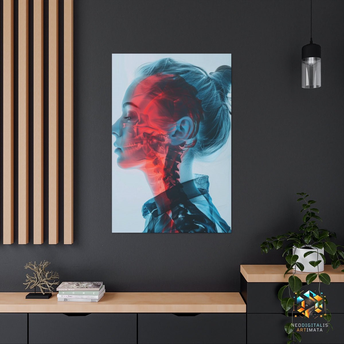 Crimson Contour Radiance - Original X-ray Effect Style Portrait Wall Art - NeoDIGITALis ARTimata