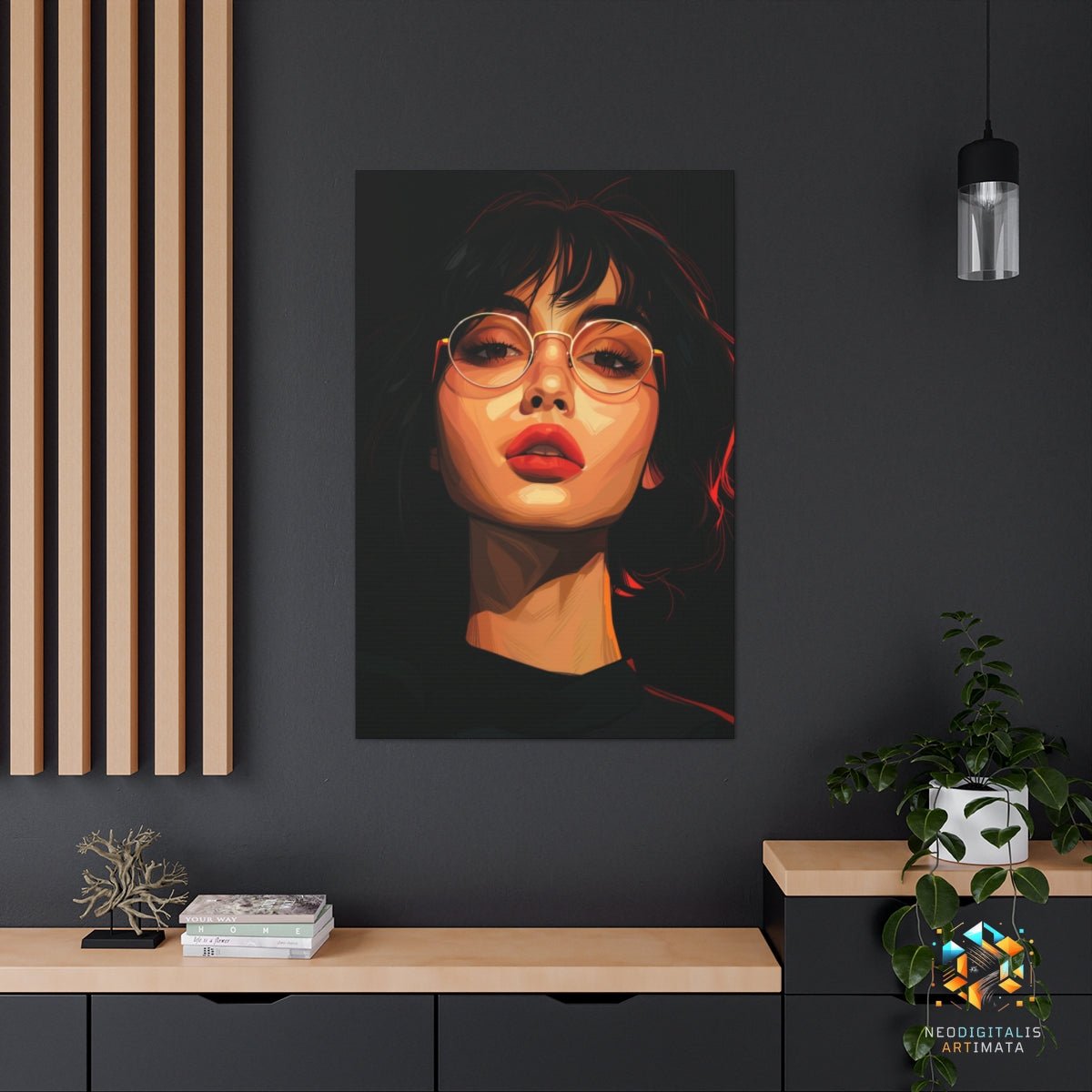 Crimson Glance Artwork - Original Vexel Style Portrait Wall Art - NeoDIGITALis ARTimata