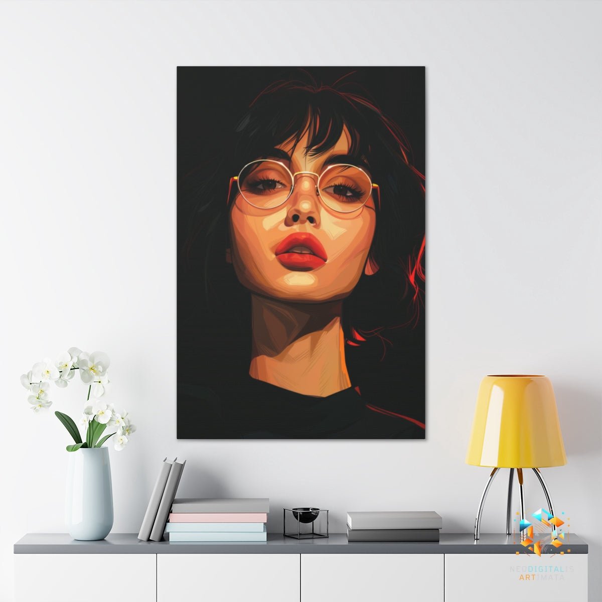 Crimson Glance Artwork - Original Vexel Style Portrait Wall Art - NeoDIGITALis ARTimata