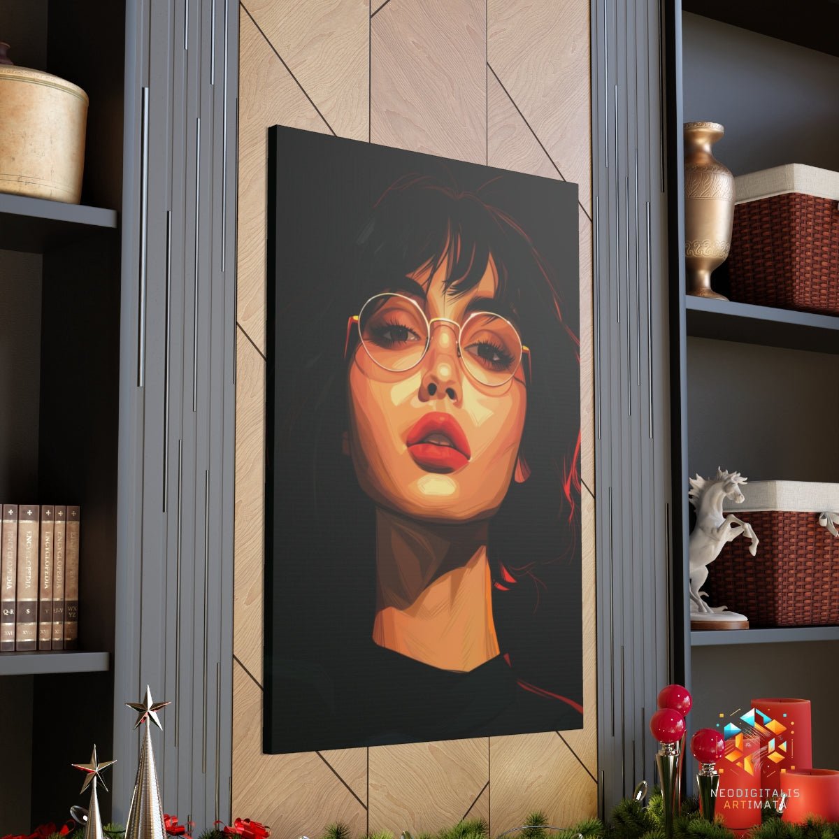 Crimson Glance Artwork - Original Vexel Style Portrait Wall Art - NeoDIGITALis ARTimata