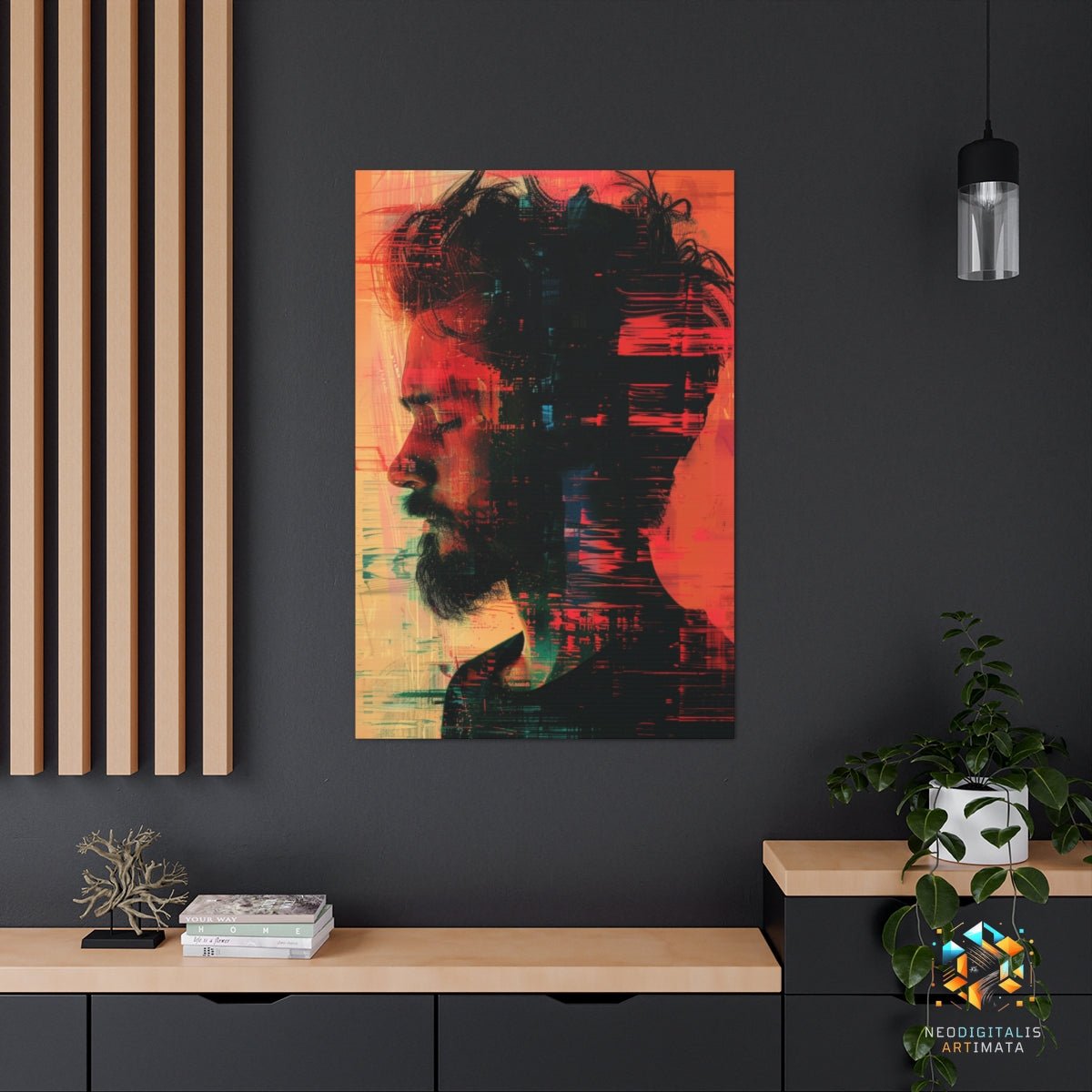 Crimson Static Profile - Original Glitch Style Portrait Wall Art - NeoDIGITALis ARTimata