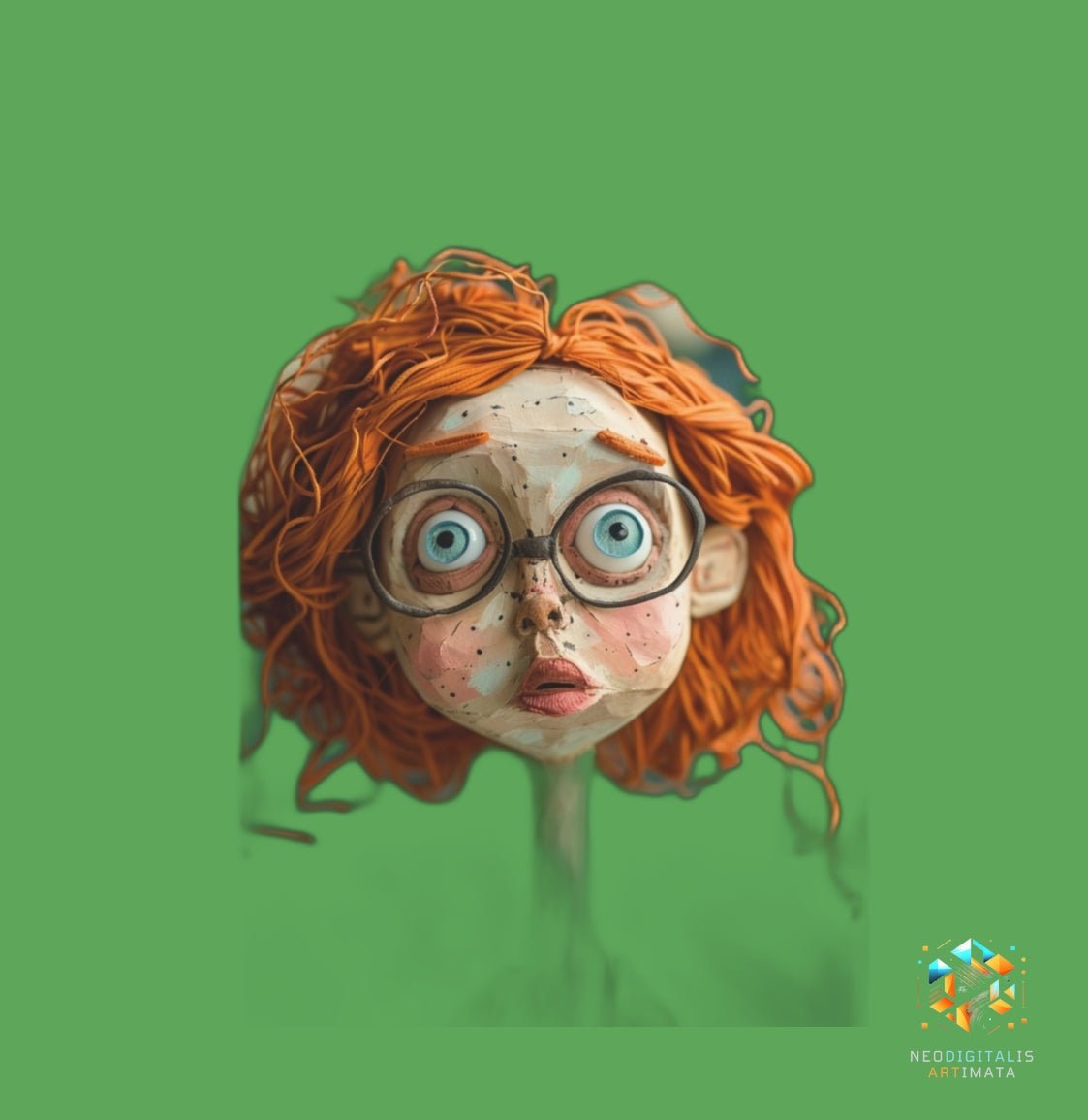 Curious Whimsy Portrait - Original Claymation Style Portrait Wall Art - NeoDIGITALis ARTimata