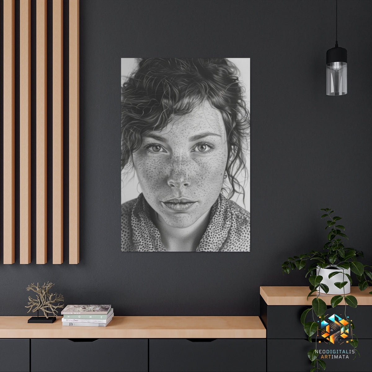 Curly Contours - Original Stippling Style Portrait Wall Art - NeoDIGITALis ARTimata