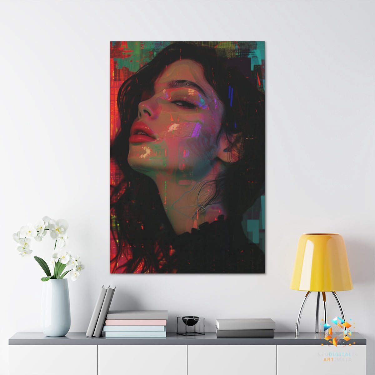 Cyber Dream Drift - Original Datamoshing Style Portrait Wall Art - NeoDIGITALis ARTimata