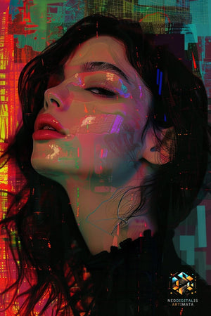 Cyber Dream Drift - Original Datamoshing Style Portrait Wall Art