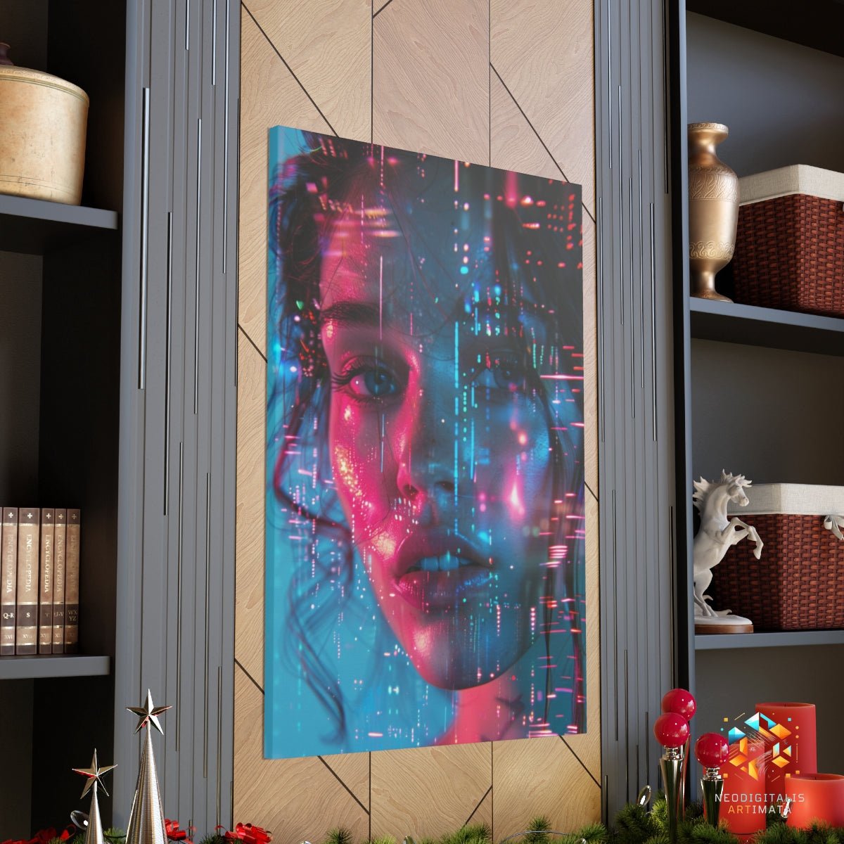 Cyber Dream Streaks - Original Glitch Style Portrait Wall Art - NeoDIGITALis ARTimata