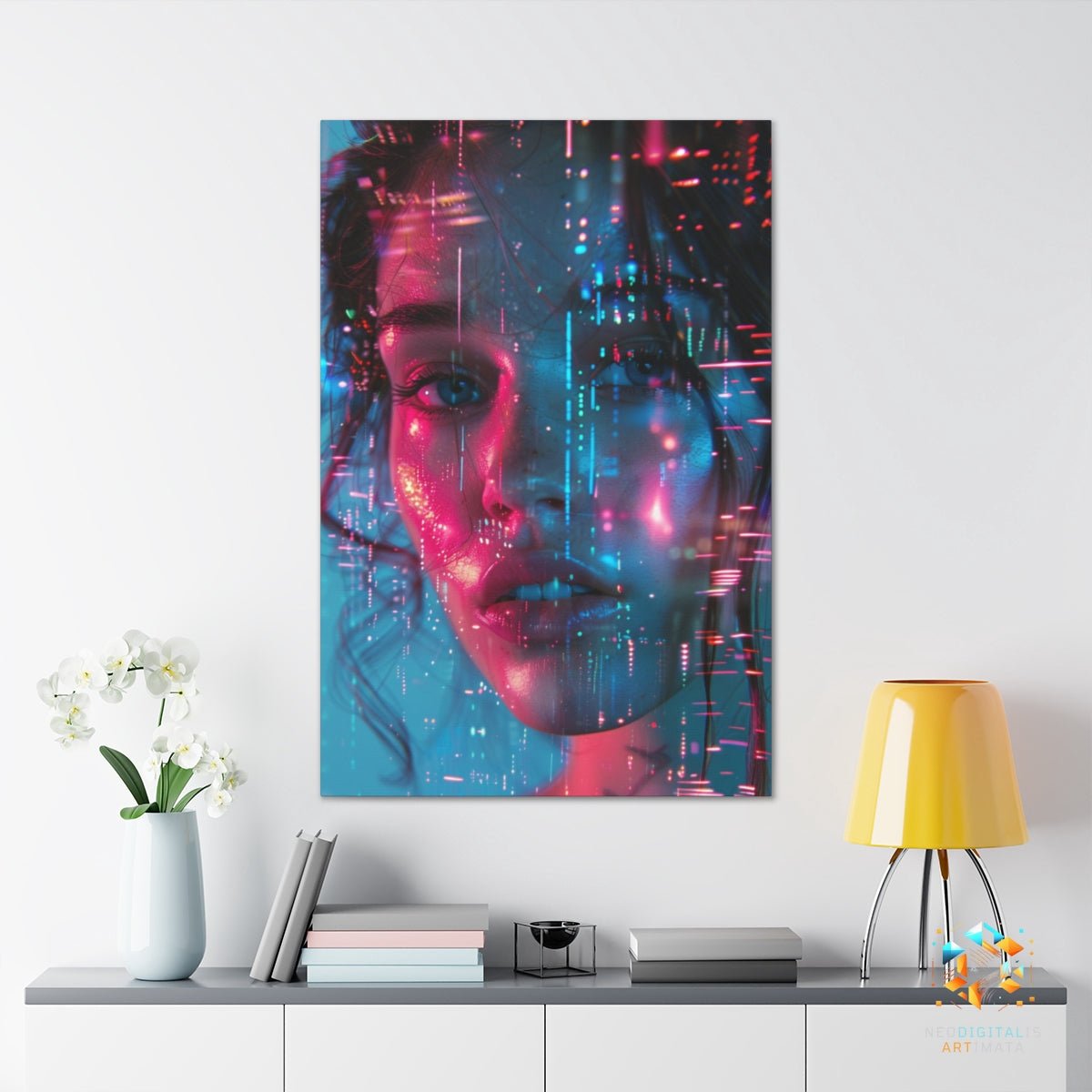 Cyber Dream Streaks - Original Glitch Style Portrait Wall Art - NeoDIGITALis ARTimata