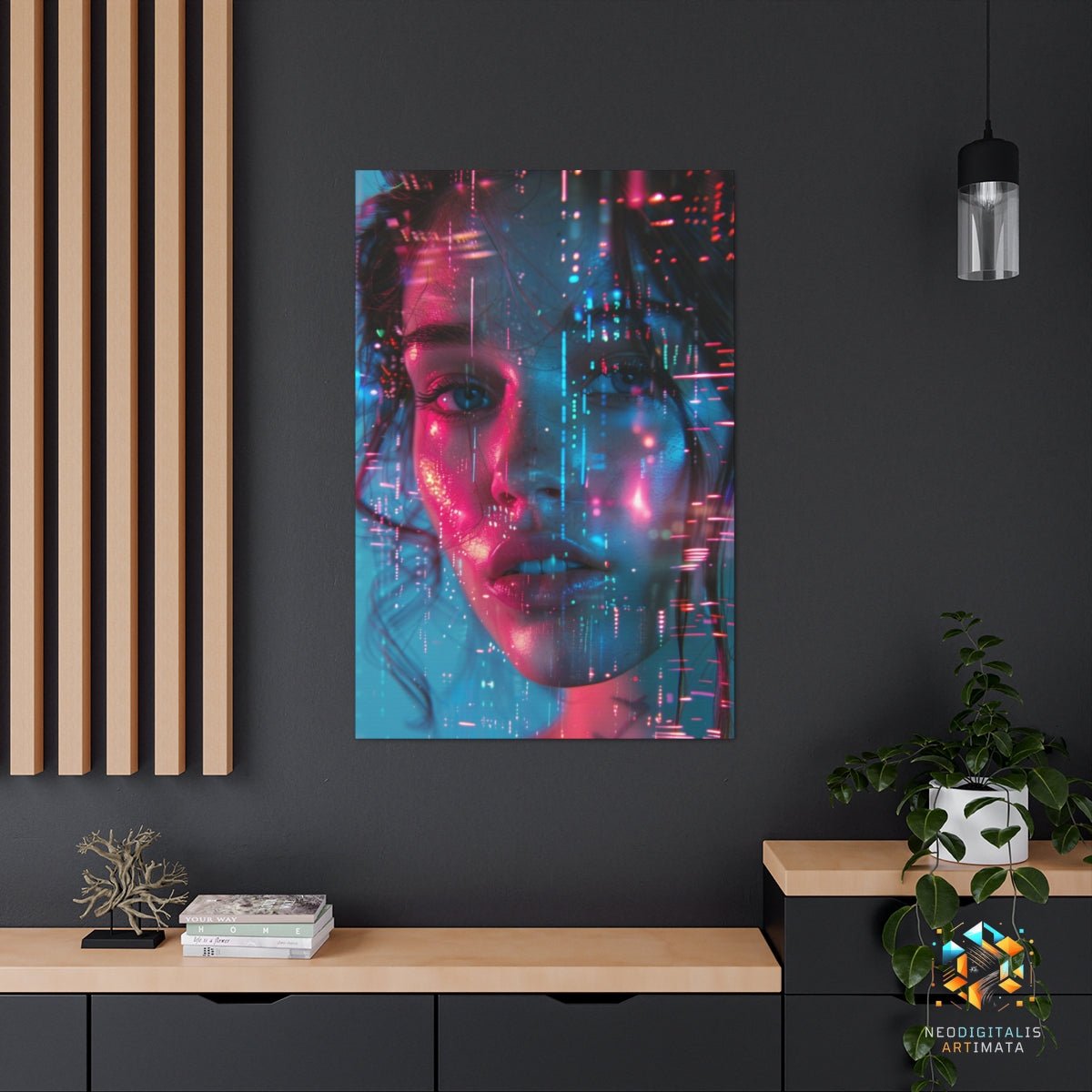 Cyber Dream Streaks - Original Glitch Style Portrait Wall Art - NeoDIGITALis ARTimata