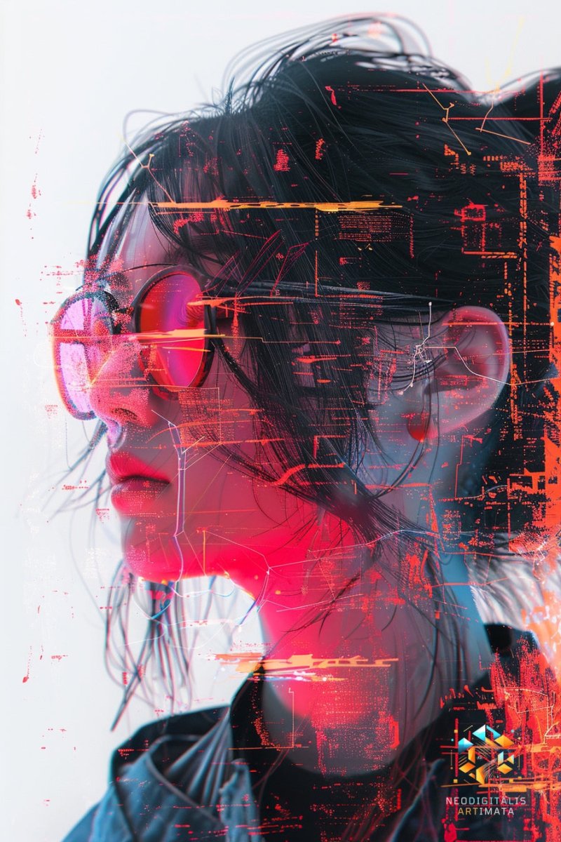 Cyber Pulse Profile - Original Glitch Style Portrait Wall Art - NeoDIGITALis ARTimata