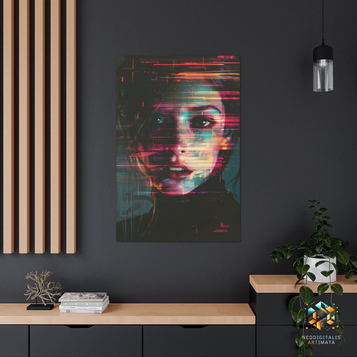 Cybernetic Elegance - Original Glitch Style Portrait Wall Art - NeoDIGITALis ARTimata