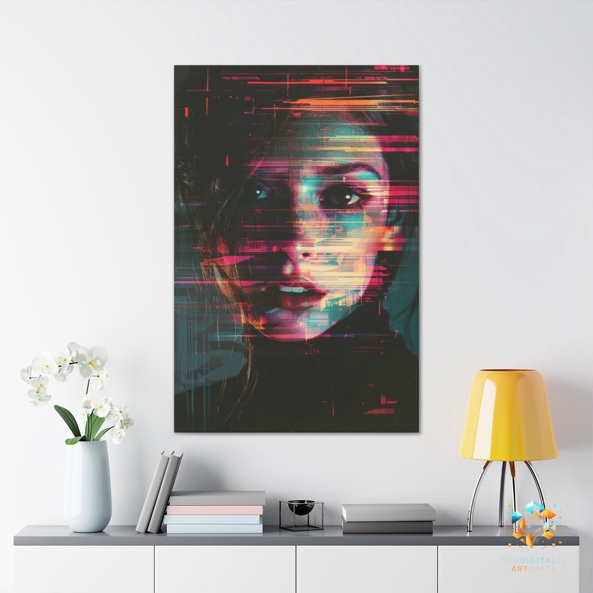 Cybernetic Elegance - Original Glitch Style Portrait Wall Art - NeoDIGITALis ARTimata