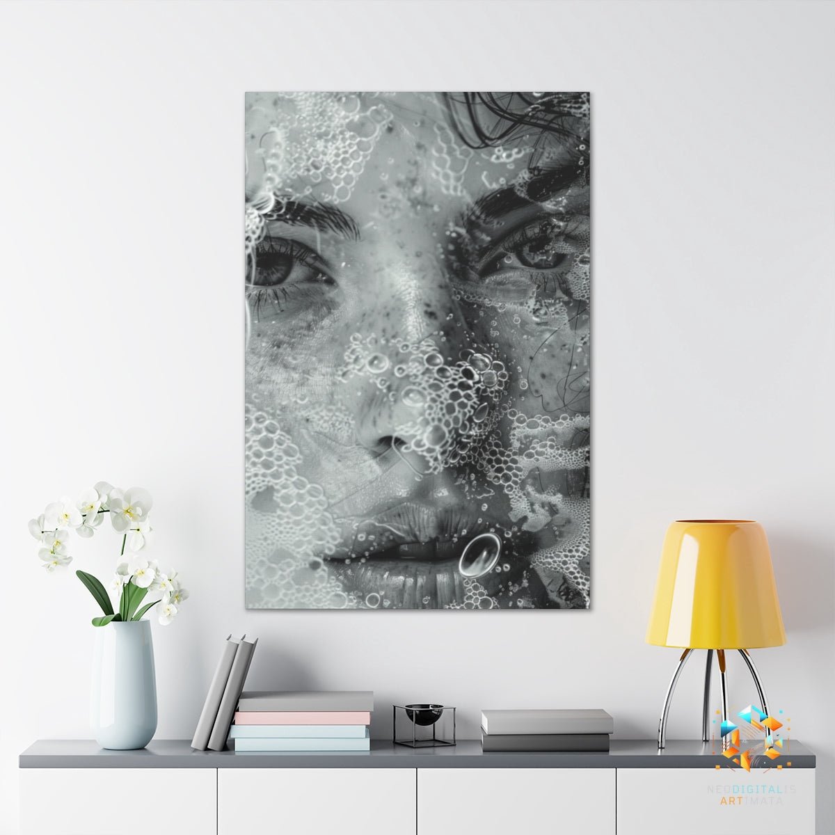 Dewy Gaze Mystique - Original Bubble Wrap Style Portrait Wall Art - NeoDIGITALis ARTimata