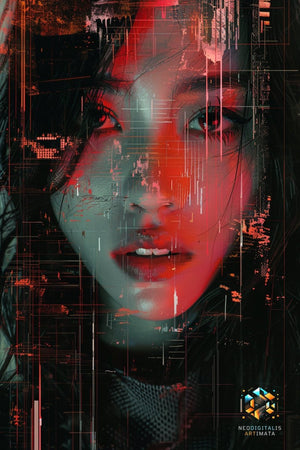 Digital Chaos Beauty - Original Glitch Style Portrait Wall Art