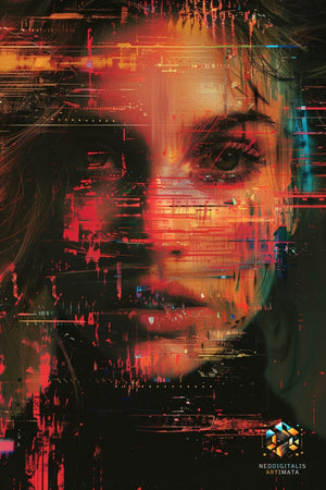 Digital Dawn Portrait - Original Glitch Style Portrait Wall Art