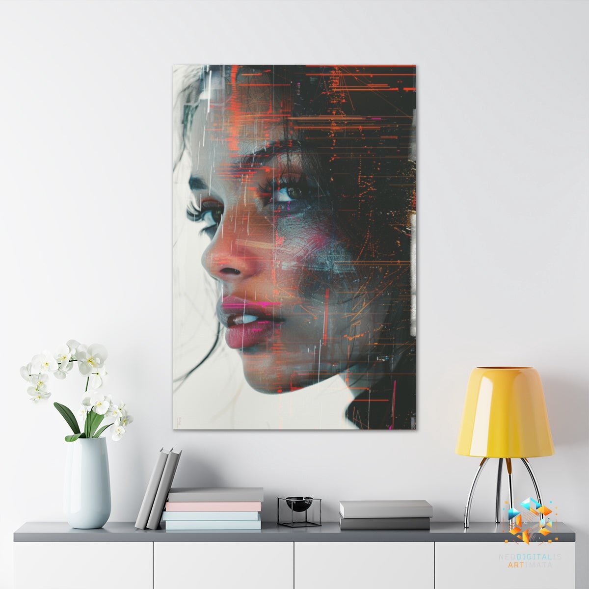 Digital Dream Streaks - Original Glitch Style Portrait Wall Art - NeoDIGITALis ARTimata