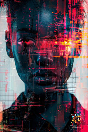 Digital Dreamscape Art - Original Glitch Style Portrait Wall Art