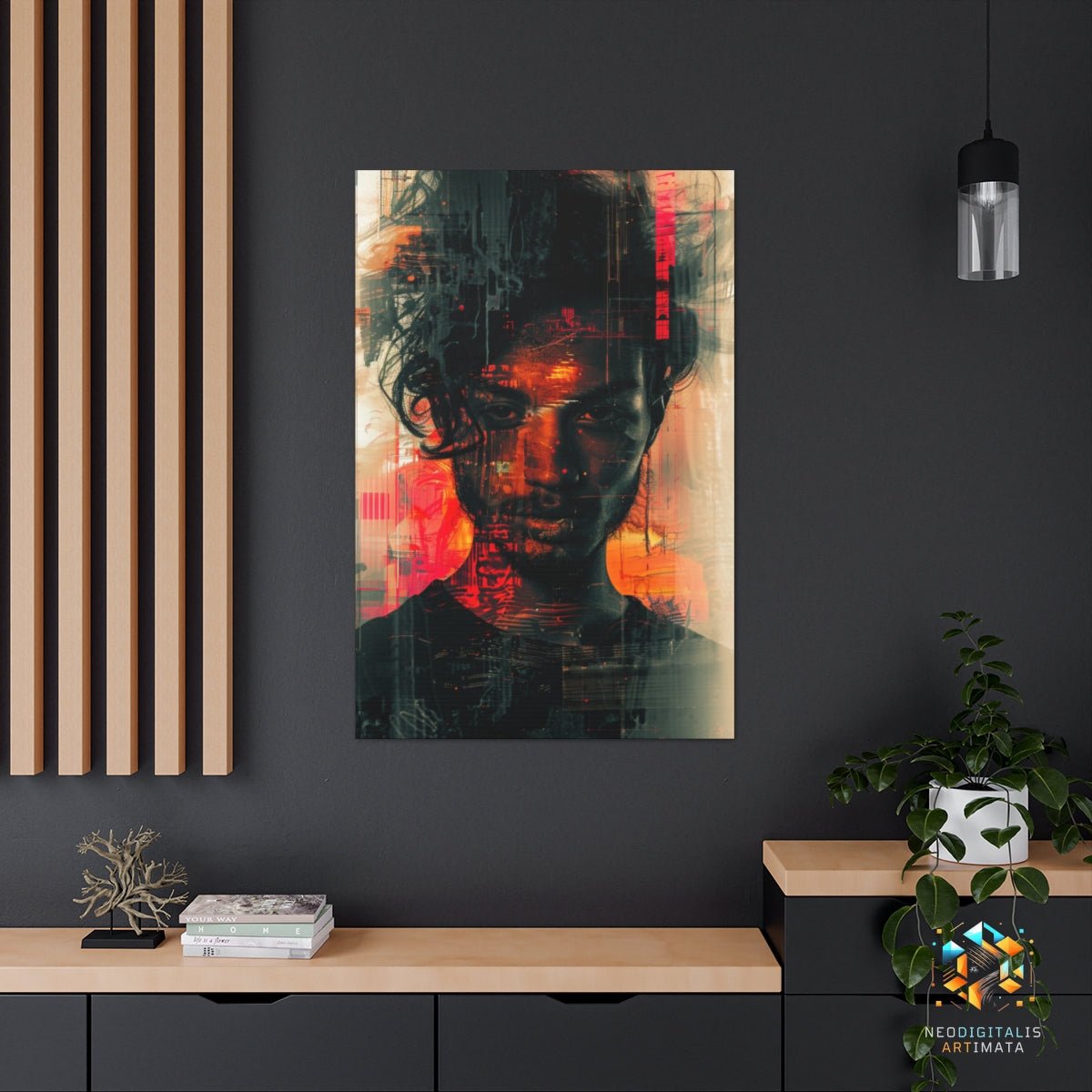 Digital Ember Vision - Original Glitch Style Portrait Wall Art - NeoDIGITALis ARTimata