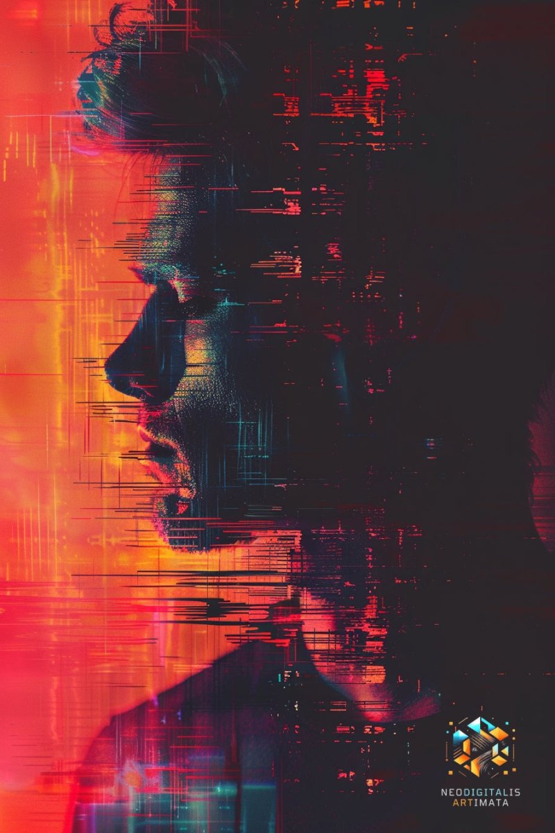 Digital Pulse Echoes - Original Glitch Style Portrait Wall Art - NeoDIGITALis ARTimata