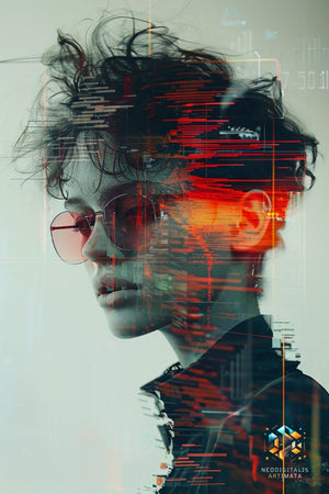 Digital Pulse Portrait - Original Glitch Style Portrait Wall Art