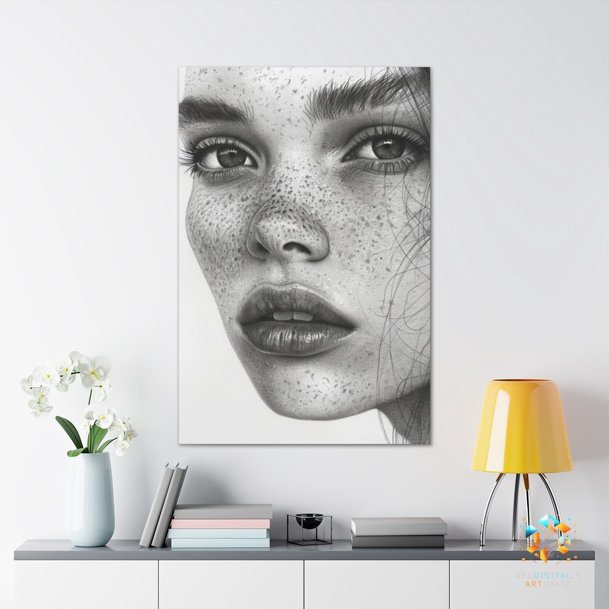 Dot-Detailed Beauty - Original Stippling Style Portrait Wall Art - NeoDIGITALis ARTimata