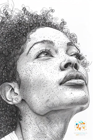 Dreamer’s Contemplation - Original Stippling Style Portrait Wall Art