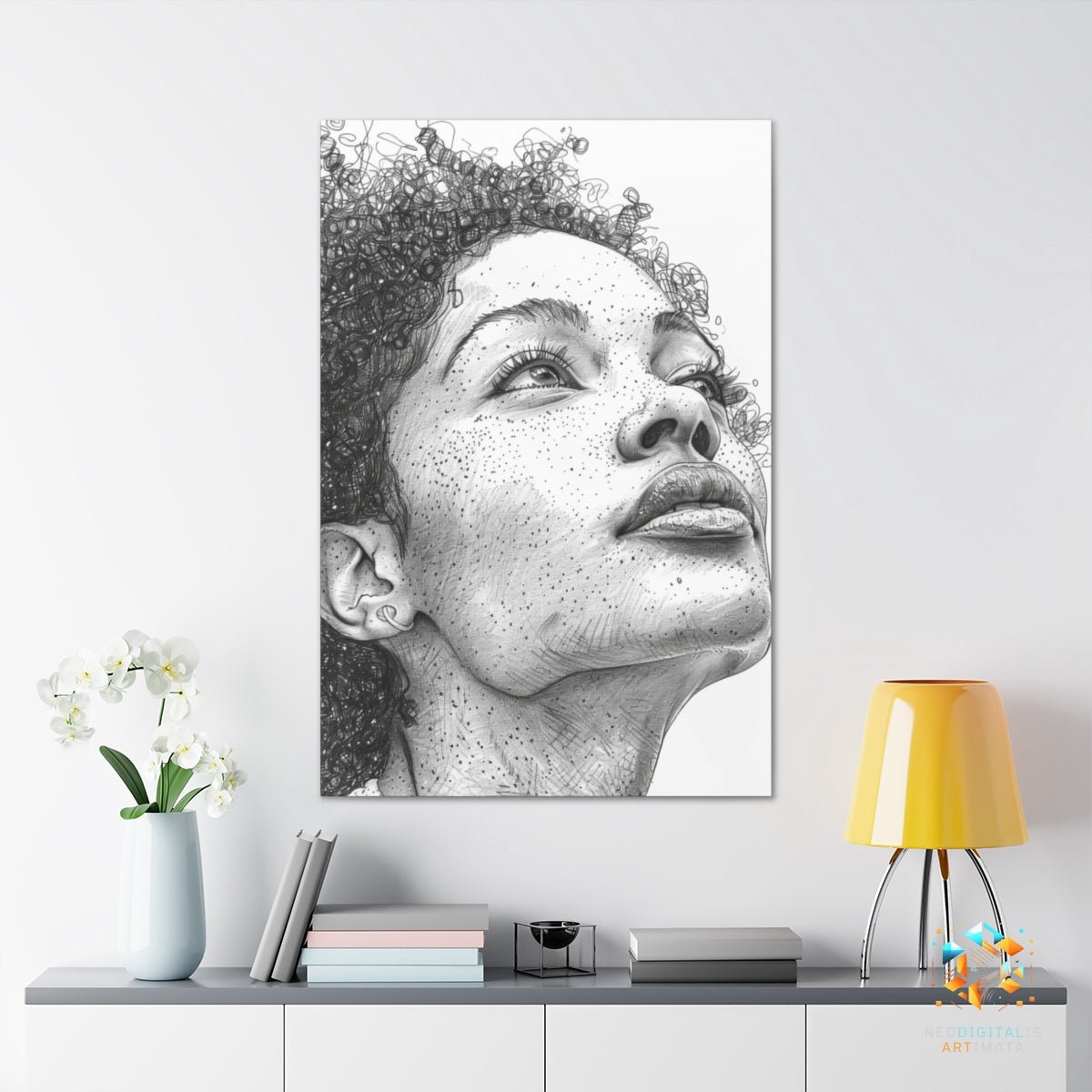 Dreamer’s Contemplation - Original Stippling Style Portrait Wall Art - NeoDIGITALis ARTimata