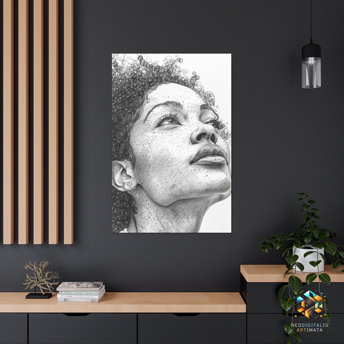 Dreamer’s Contemplation - Original Stippling Style Portrait Wall Art - NeoDIGITALis ARTimata