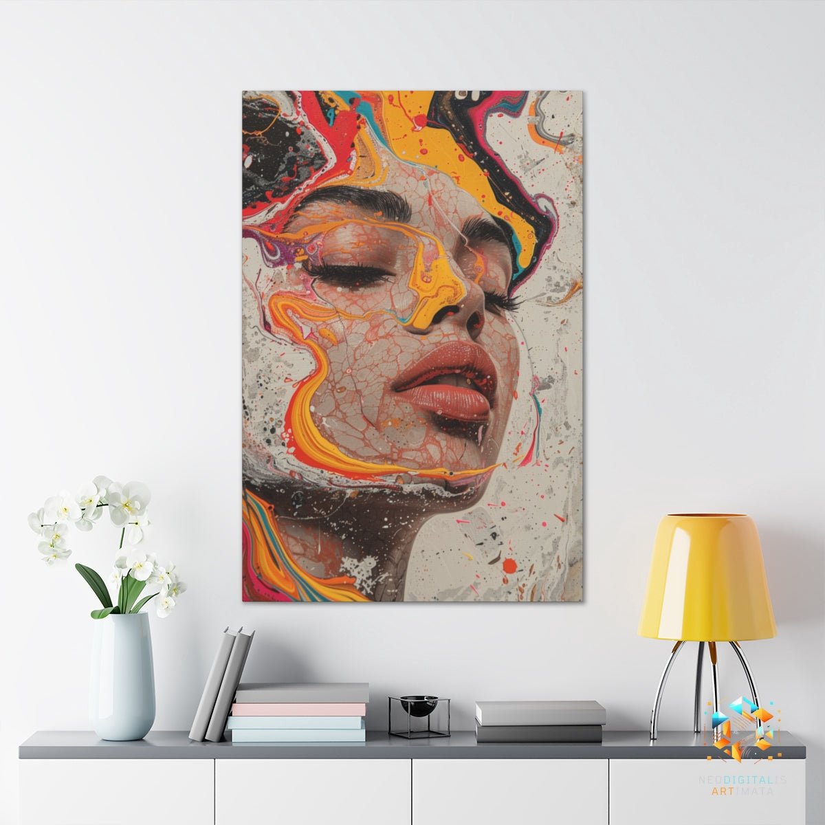 Dreamflow Serenity - Original Ebru Style Portrait Wall Art - NeoDIGITALis ARTimata